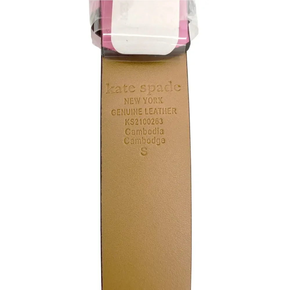 KATE SPADE New York Spade Belt in Rhododendron Grove / Pale Gold S